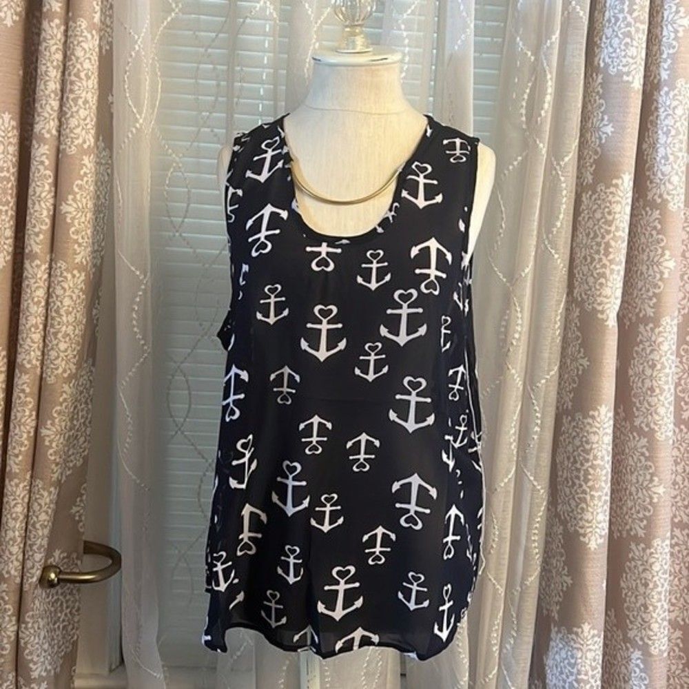 NWT Live 4 Truth Sheer Anchor Print Top - Size L